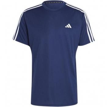 Camiseta de manga corta adidas Training Essential Base 3 Stripes - Azul Oscuro/Blanco
