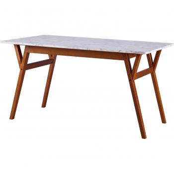 Ashton Rectangular Dining Table with Faux Marble Top and Walnut Legs