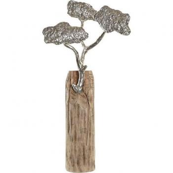 Figura Decorativa Tronco Plateado Árbol Marrón de Aluminio Colonial (26 x 11 x 51 cm)