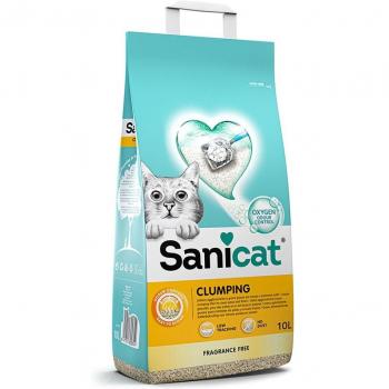 Sanicat Clumping Unscented Non-Clumping Cat Litter 10L Pack of 2