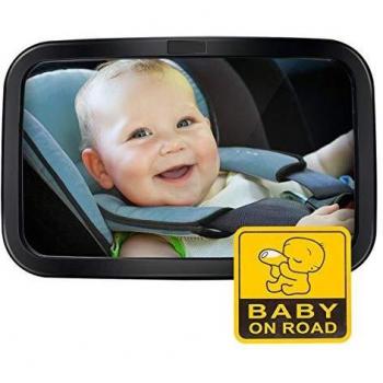 Espejo Retrovisor Bebé para Vigilar al Bebé en Coche, Espejo para Monitor de Bebé 360° Giratorio e Inclinable, Espejo Coche de Bebé 100% Inastillable, Correas Elásticas Ajustables y Instalación Fácil