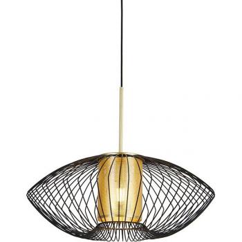Lámpara colgante diseño dorado/negro 60 cm acero redonda para LED Max. 1 x 60 Watt