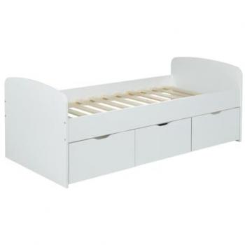 Cama LOUANE con 2 cajones y 1 arcón - 90 x 190 cm - Blanco
