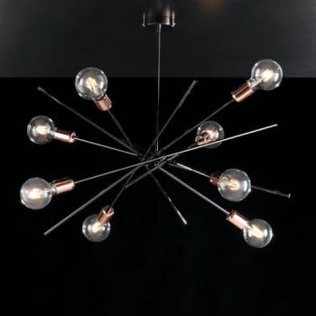Plafón Moderno Floración Cobre Negro Cromo 8 Luces E27