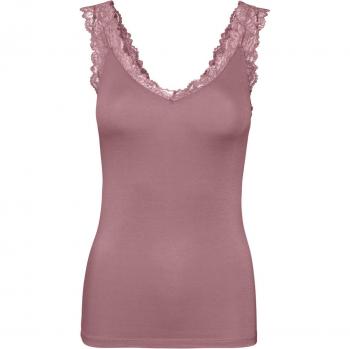 Top ajustado de mujer Vero Moda Rosa con encaje, mezcla de viscosa, color rosa antiguo