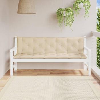 Cojines de Banco de Jardín 2 Piezas Tela Oxford Beige 180x50x7 cm