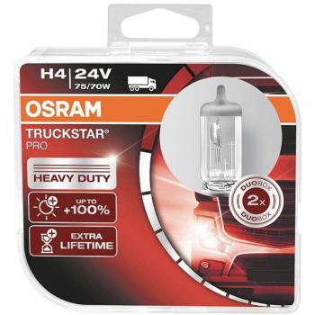 Bombilla halógena OSRAM H4 Truckstar Pro NextGen 24V/75/70W, +120% más de brillo, lámpara para faros delanteros, caja dúo (2 lámparas)