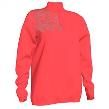 Sudadera mujer Joma Elite VIII coral flúor sin capucha, con logo reflectante, talla L