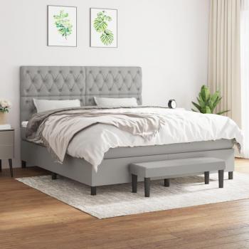 Cama box spring con colchón de muelles gris claro 160x200 cm