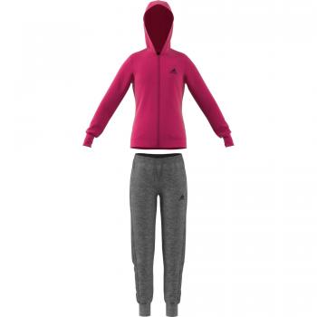 Adidas niña con Capucha Cotton Chándal, otoño/Invierno, Niñas, Color Dark Grey Heather/Real Magenta/Grey Five, tamaño 140
