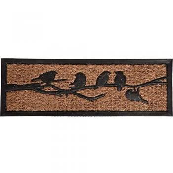 Felpudo de goma y fibra de coco con diseño de pájaros 75 x 25 cm