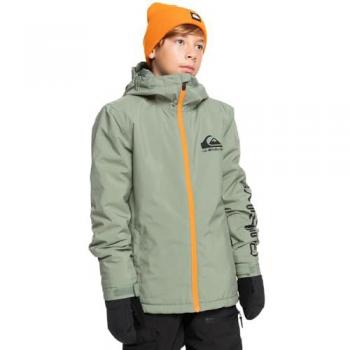 Chaqueta con capucha Quiksilver Morton verde claro naranja junior - 12, Chaqueta de esquí para niños, diseño moderno y colorido, material resistente al agua, forro cálido, ajuste estándar