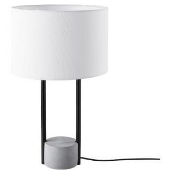 Lámpara de mesa Beliani Remus blanca con base de hormigón y pantalla de tambor, estilo minimalista para salón y dormitorio