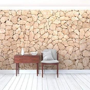 Fotomural adhesivo Apulia Stone Wall - Old stone wall of large stones - Sandstone wallpaper, Tamaño: 270cm x 432cm