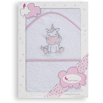Interbaby 01188-12 - Capa de baño UNICORNIO blanco y rosa, unisex