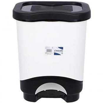 Tontarelli S2201129 Cubo de Basura con Pedal, 35 x 29 x 44.5 cm x 24 l, Negro/Blanco