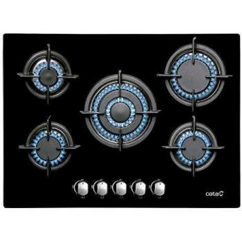Cata | Placa Cristal Gas | Modelo L 7005 CI | 5 Quemadores de gas Natural | Ancho de 70 cm | Color Negro