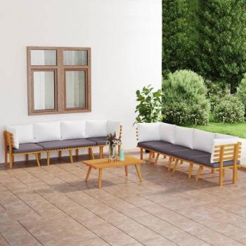 8-Piece Garden Lounge Set with Cushions in Solid Acacia Wood