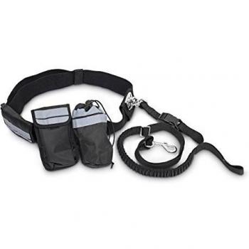 Relaxdays Correa para Perros Manos Libres Ajustable, Goma-Plástico, Negro, 5 x 20 x 120 cm