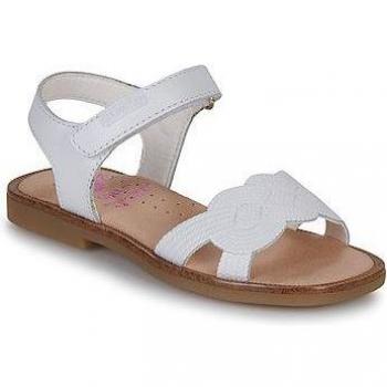 Sandalias de niña blancas de piel con cierre adherente