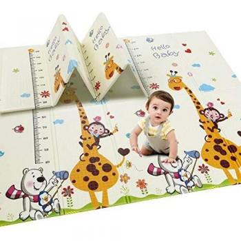 beiens Alfombra de Juegos para Bebés, Alfombra Plegable para Bebés 180 x 200 cm, Almohadilla de Juego de Espuma Antidespresa Impermeable Portátil - Certificado CE sin Producto Tóxico