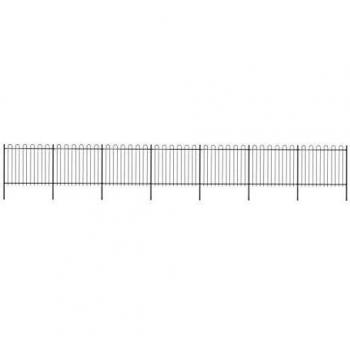 vidaXL Valla de Jardín con Puntas de Aro Acero Negro 11.9x1.5m Cercado Paneles Decoración Entrada Patio Terraza Hogar Negocio Segura Robusta Duradera