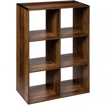 Estantería de Madera con 6 Compartimentos Five Mix 67,7x32x100,5 Cm Marrón Efecto Madera Oscura