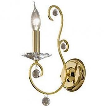 Aplique de pared dorado CARAT de cristal 24 quilates con 1 luz