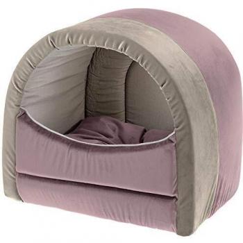 Cama de Interior para Gatos Majesty 20, Suave Terciopelo Lavable, Rosa, 40 x 34 x h 36 cm