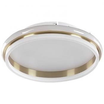 Lámpara de Techo LED Dorada de Metal con Anillo Acrílico Opalino, 42 cm, Luz Cálida para Sala, Cocina y Dormitorio