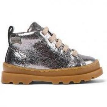 Camper Brutus Unisex Children's Ankle Boots - Grey/Silver, Size 23, Smooth Leather, Casual Fashion