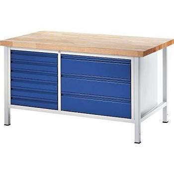 Banco de trabajo modular RAU con 6 cajones (3 grandes y 3 medianos), dimensiones: 1500 mm de ancho y 900 mm de profundidad