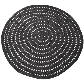 Alfombra redonda de punto de algodón negra 150 cm Label51
