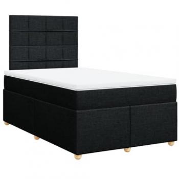 Cama box spring con colchón de muelles en tela negra 120x190 cm