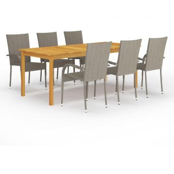 vidaXL - Conjunto de mesa y sillas de jardín de 7 piezas en color gris