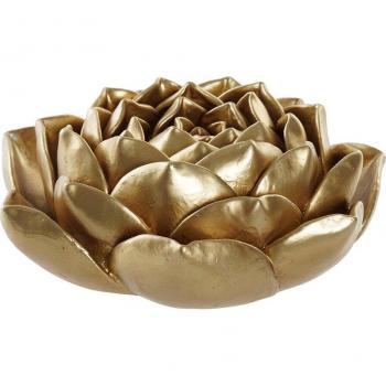 Estatuilla de resina con diseño de flor en color dorado