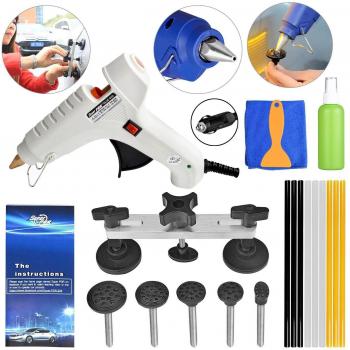 Herramientas para Coche Super PDR Juegos de Herramientas de Abolladuras, Kit de Reparación de Coche Incluyendo Silver Bridge Dent Puller, Pistola de Pegamento y Palos de Pegamento