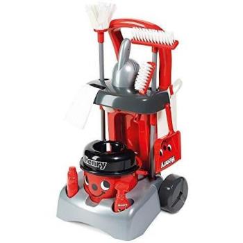 Carro de Limpieza Deluxe Casdon Henry para Niños con Aspiradora de Mano Funcional - Set de Juguete de Limpieza para Niños a Partir de 3 Años