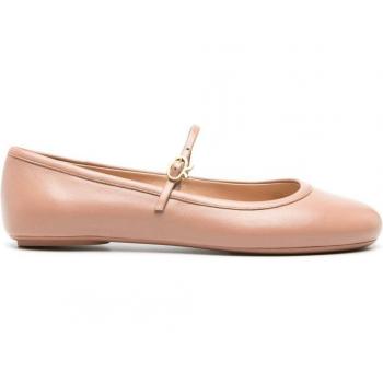 Gianvito Rossi Women's Carla Leather Ballet Flats in Beige, Size 38