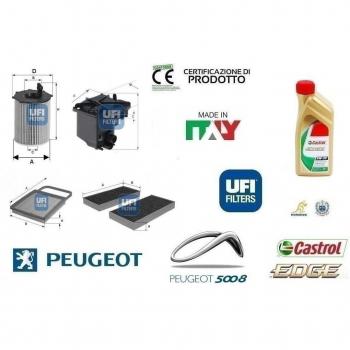 Kit de filtros hoja UFI Peugeot 5008 1,6 VTi 88 Kw aceites Castrol 5W30 4 litros