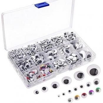 KUUQA 1200 Piezas de plástico Autoadhesivo Wobbly Googly Wiggle Eyes para DIY Craft Scrapbooking Accesorios, Teddy Bear muñeca Hacer Juguetes Ojos