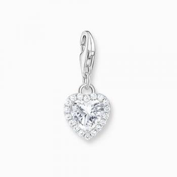 Thomas Sabo Sterling Silver Heart Charm with Cubic Zirconia and Pink Enamel Clover