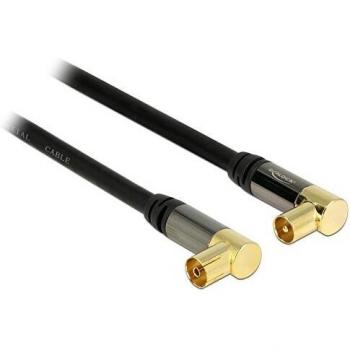 Cable Antena Delock 88781, 1m, Conectores IEC Acodados, 75 Ohm, Doble Apantallado (85 dB), Oro