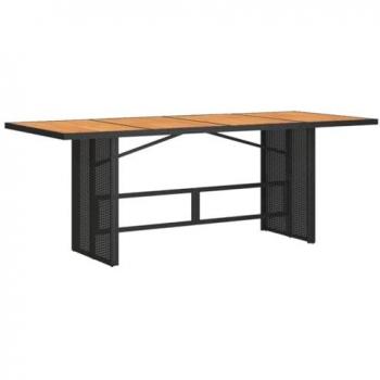 vidaXL Garden Table with Acacia Wood Top Black 190x80x75 cm Poly Rattan