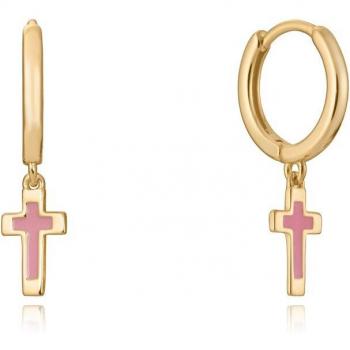 Pendientes Sweet Viceroy con Cruz de Esmalte Rosa