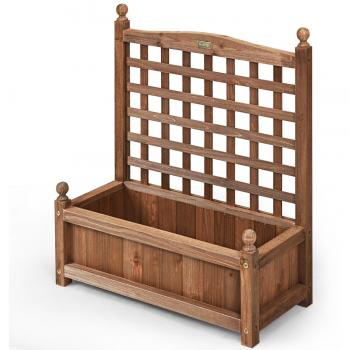 Maceta de Jardín con Enrejado en Madera para Plantas Trepadoras, Vides y Flores, Marrón Oscuro, Dimensiones: 64,5 x 28 x 75 cm