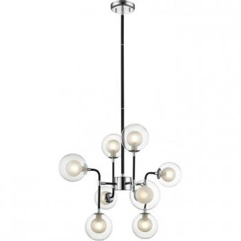 Lámpara colgante Remy Chrome de 8 bombillas, 112 cm, con acabado en cromo y negro