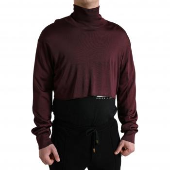 Dolce & Gabbana Maroon Viscose Turtleneck Pullover Sweater - IT48 | M