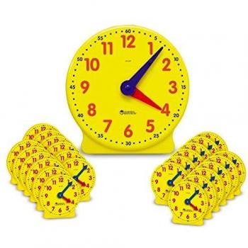 Time Learning Clock Set: 1 Large 32.5 cm Clock and 24 Mini 10 cm Clocks for Ages 5+