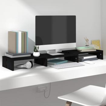 Soporte para monitor de madera maciza de pino 80x24x10,5 cm - Mueble de salón, Mueble TV, Mesa de TV en color natural